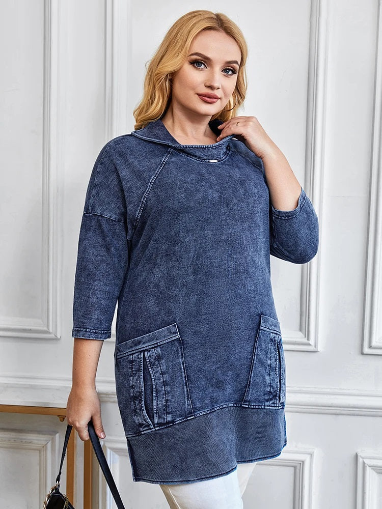 Stilla | Strikkedenimjakke Curve Plus Size
