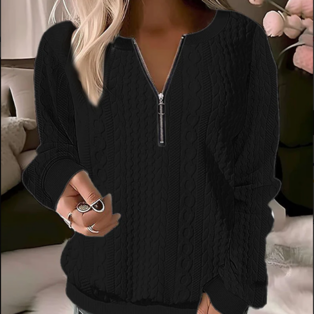 Stilla | Strikpullover med rund halsudskæring og jacquard-mønster