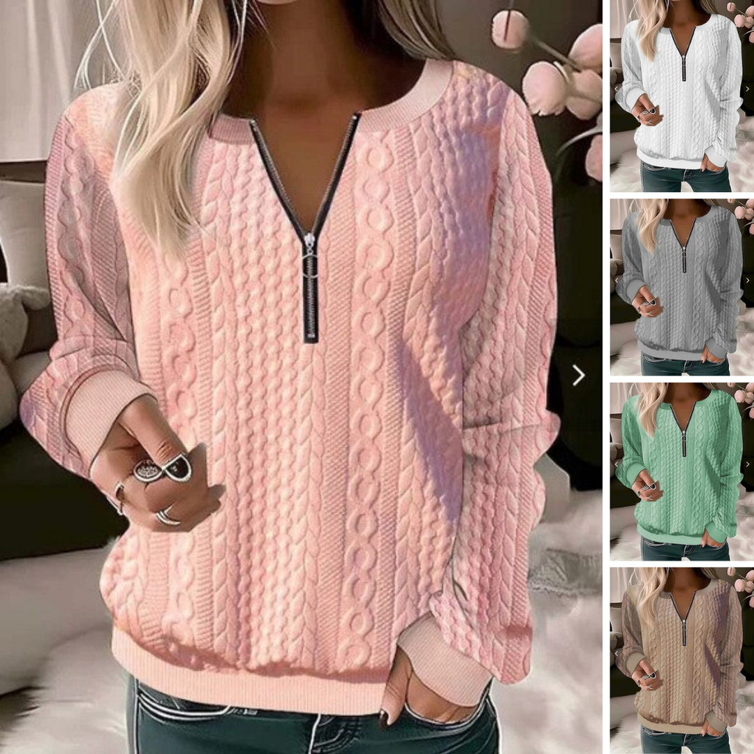Stilla | Strikpullover med rund halsudskæring og jacquard-mønster
