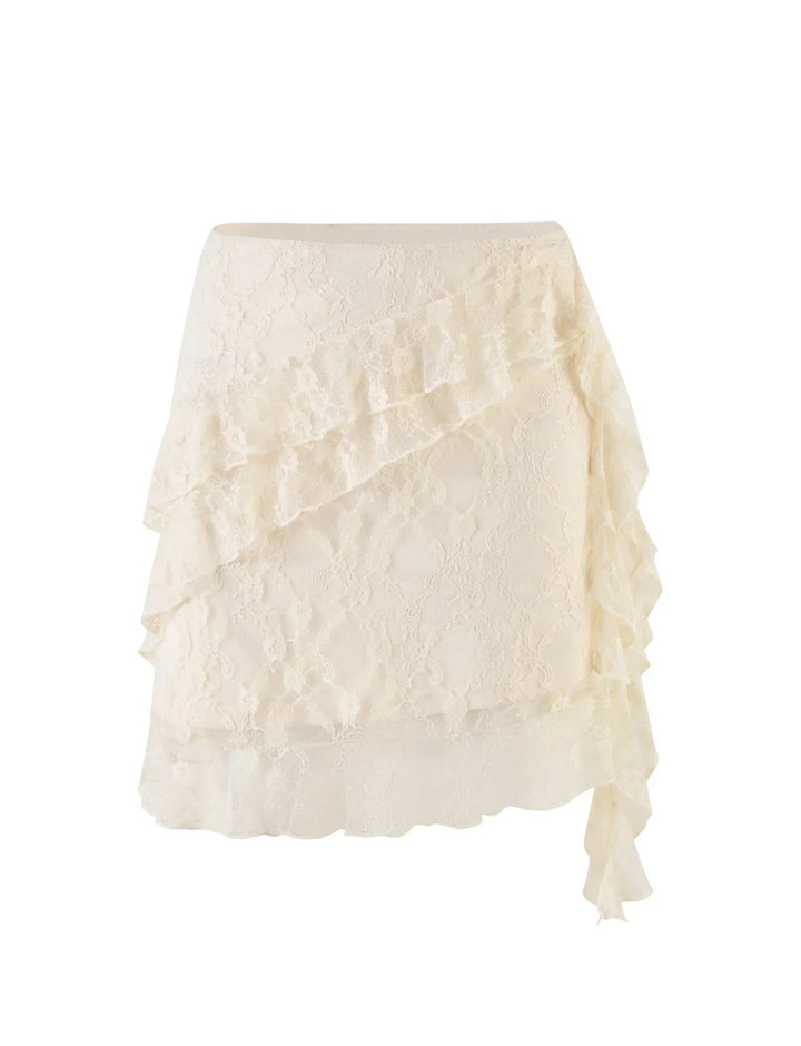 Stilla | Frill Blonde Mini Nederdel Med Bodysuit Sæt