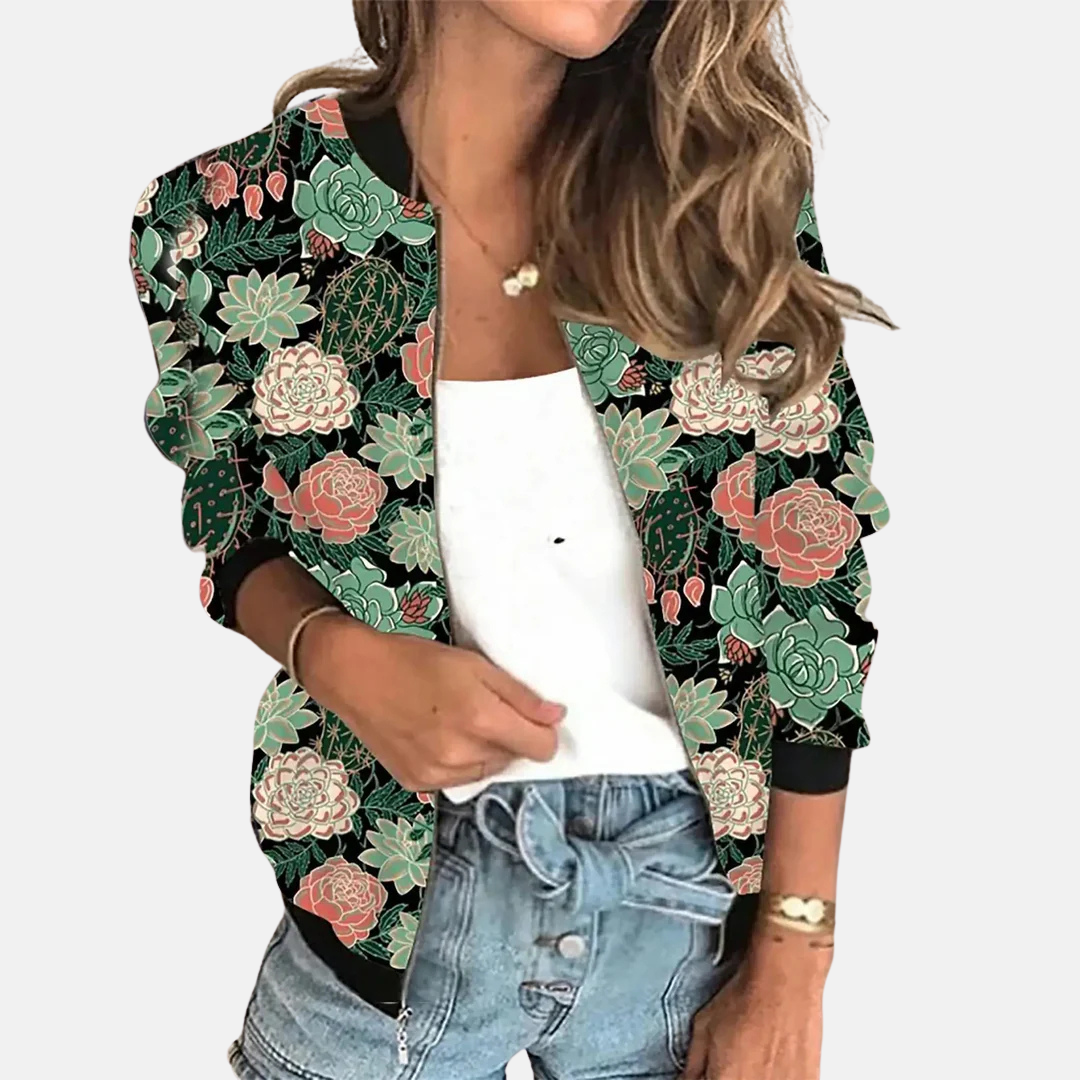 Stilla | Dame Retro Bomberjakke med Print