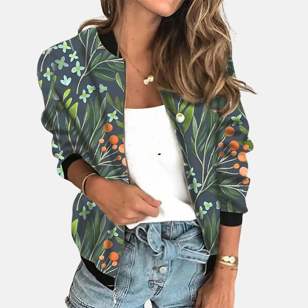 Stilla | Dame Retro Bomberjakke med Print
