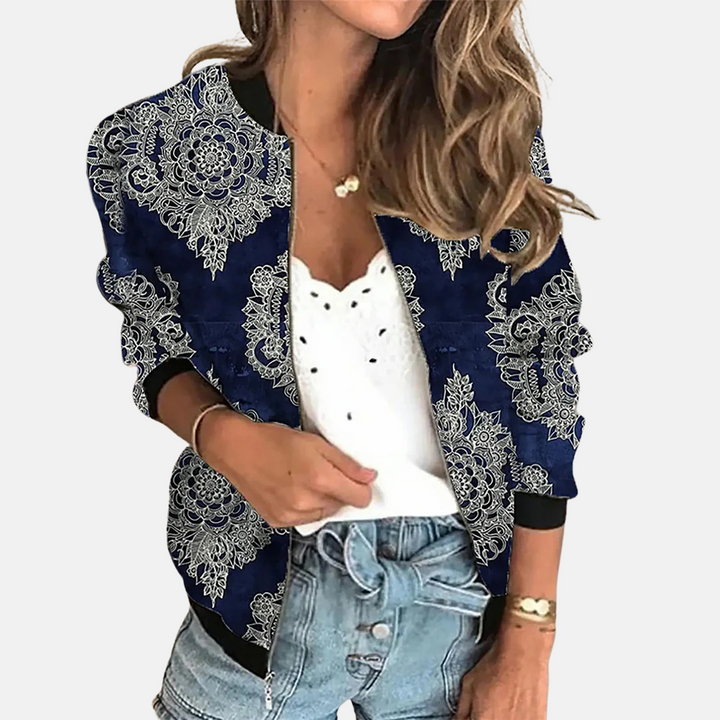 Stilla | Dame Retro Bomberjakke med Print