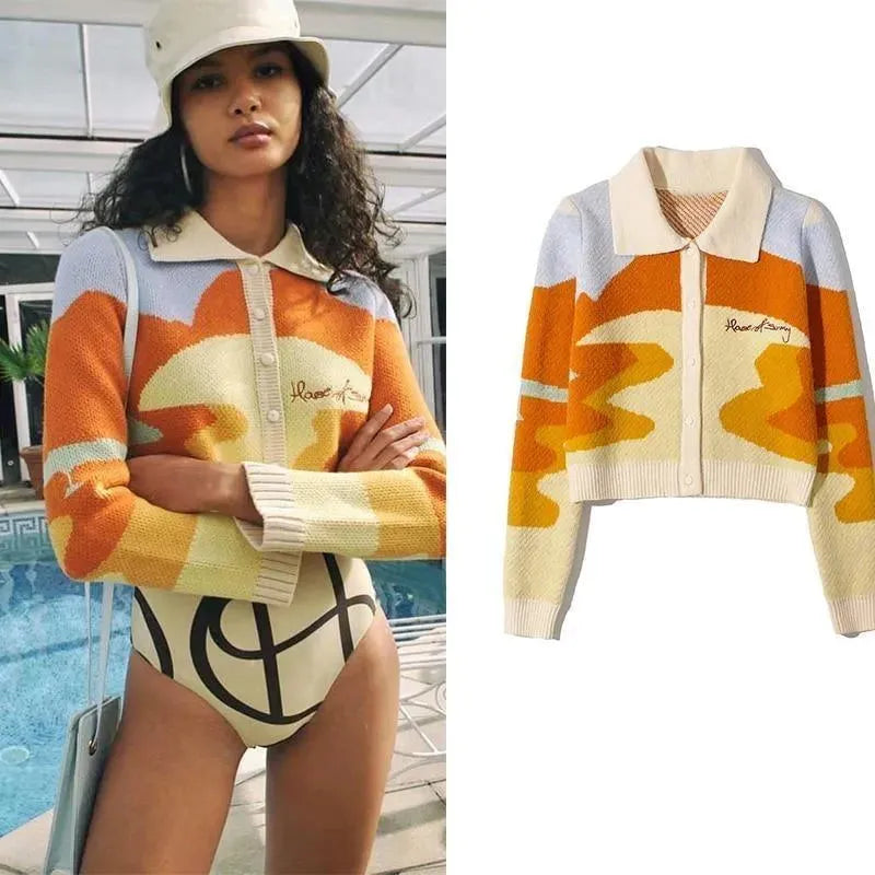 Stilla | Crop Strikjakke Pullover til Damer