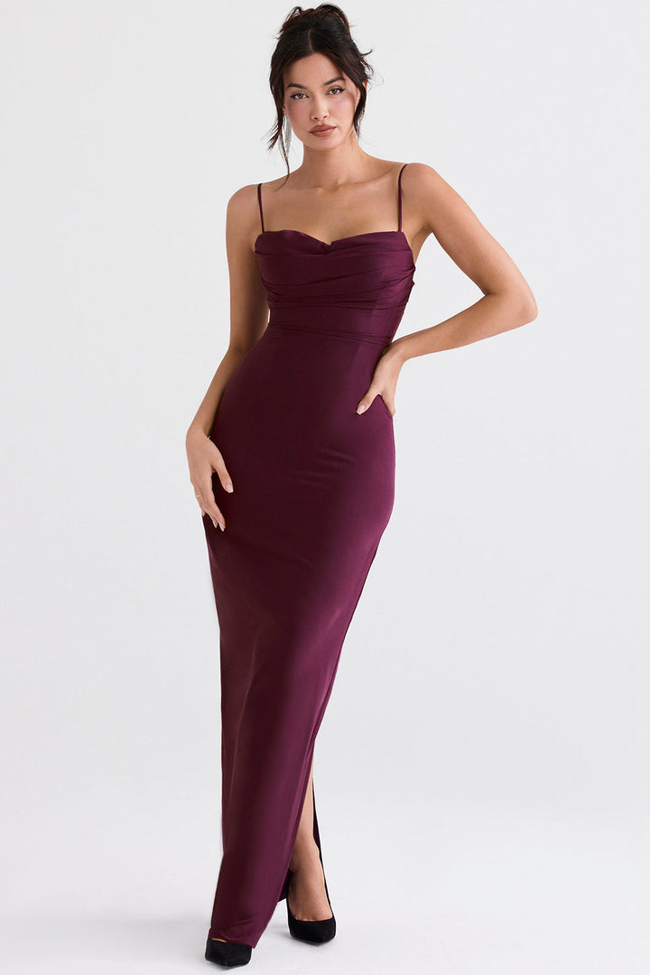 Stilla | Merlot Korset Maxi Kjole