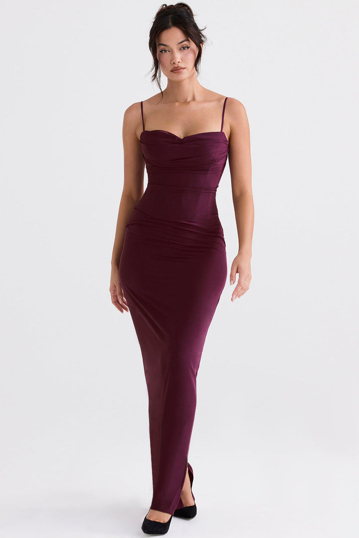 Stilla | Merlot Korset Maxi Kjole