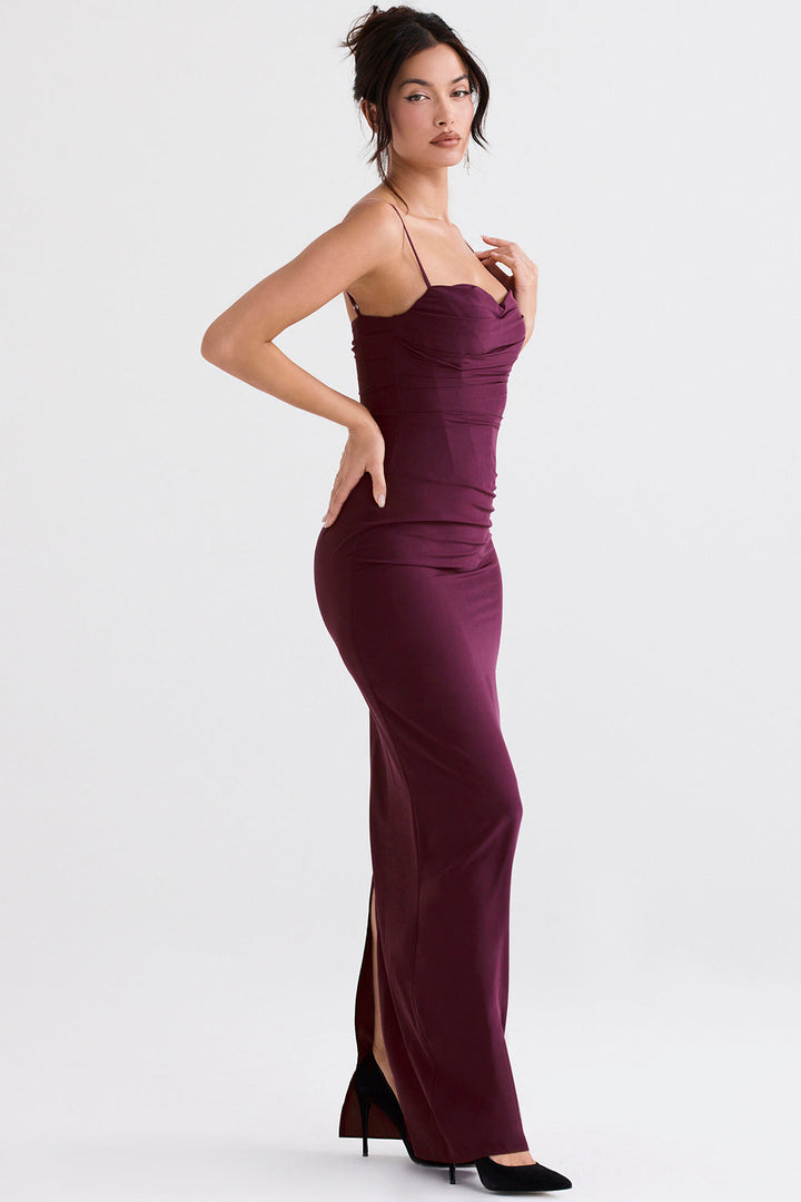 Stilla | Merlot Korset Maxi Kjole