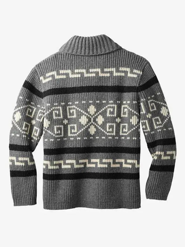 Stilla | Jacquard Herre Strikjakke Pullover