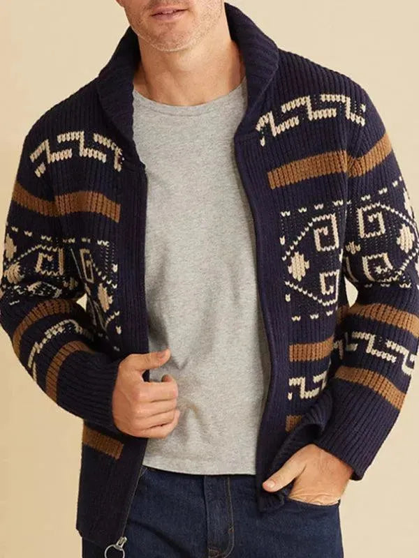 Stilla | Jacquard Herre Strikjakke Pullover