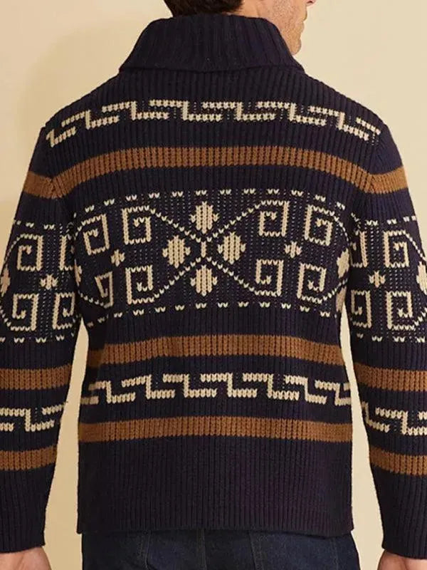 Stilla | Jacquard Herre Strikjakke Pullover