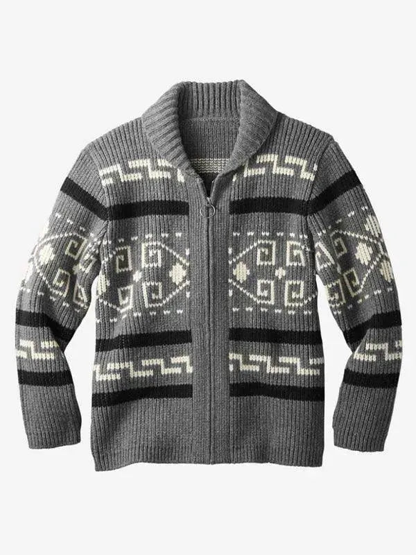 Stilla | Jacquard Herre Strikjakke Pullover