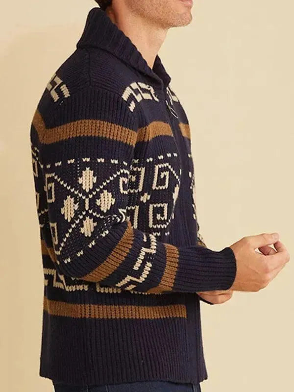 Stilla | Jacquard Herre Strikjakke Pullover