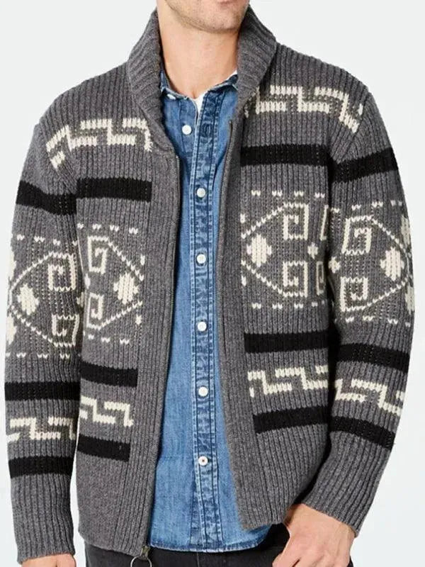 Stilla | Jacquard Herre Strikjakke Pullover