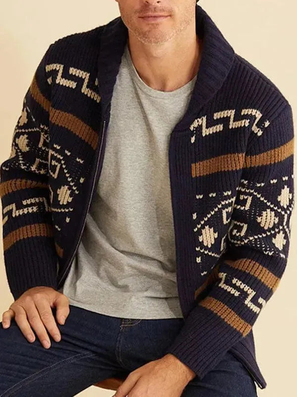 Stilla | Jacquard Herre Strikjakke Pullover