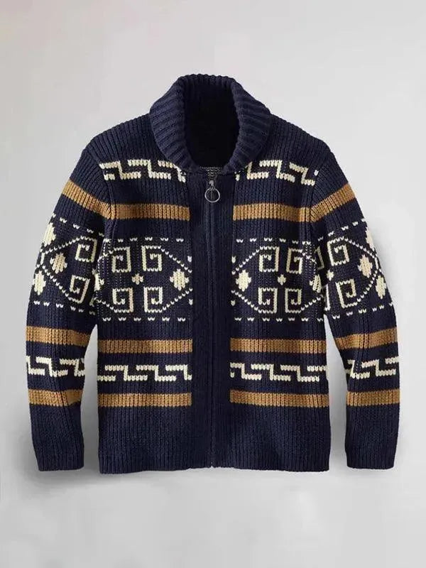 Stilla | Jacquard Herre Strikjakke Pullover