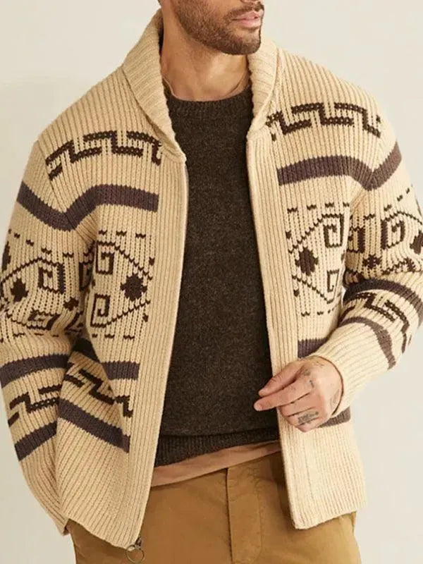 Stilla | Jacquard Herre Strikjakke Pullover