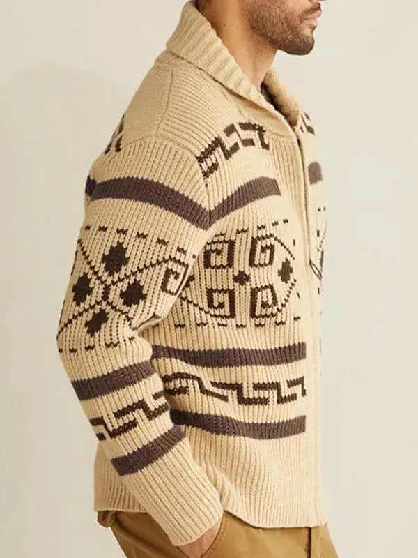 Stilla | Jacquard Herre Strikjakke Pullover