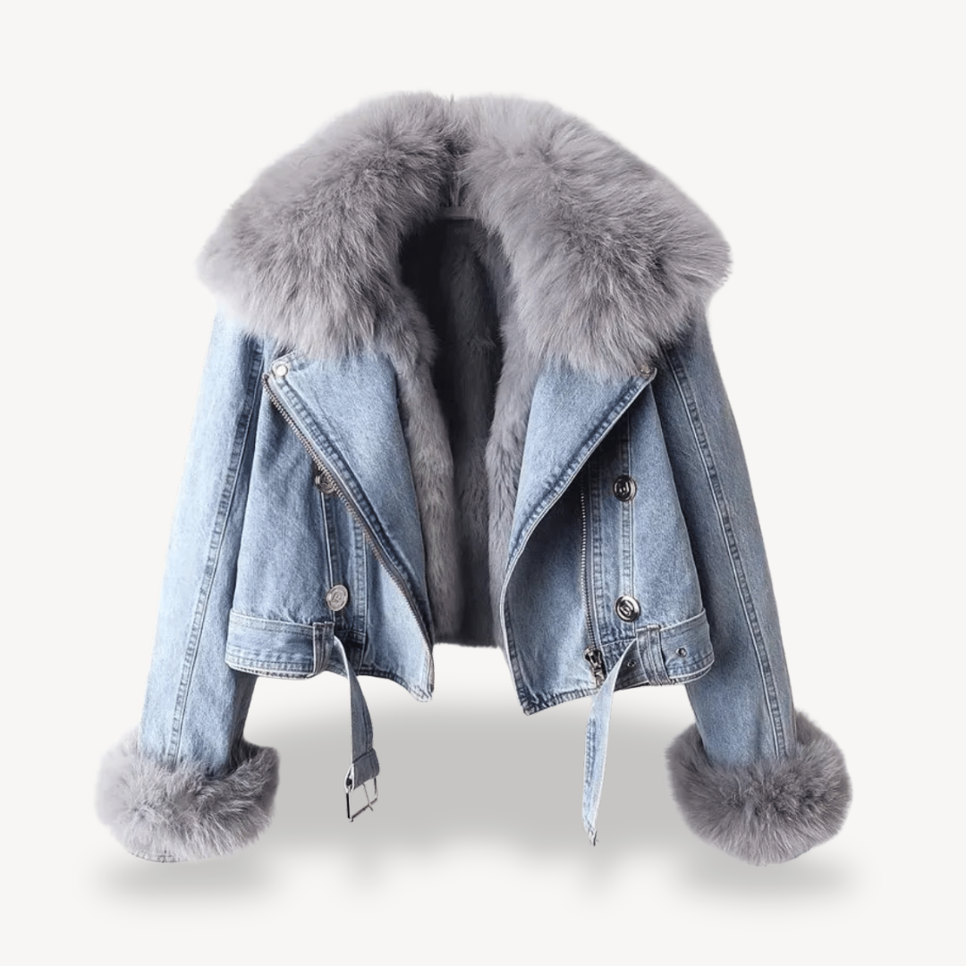 Stilla | Künstpelsforet Denimjakke til kvinder
