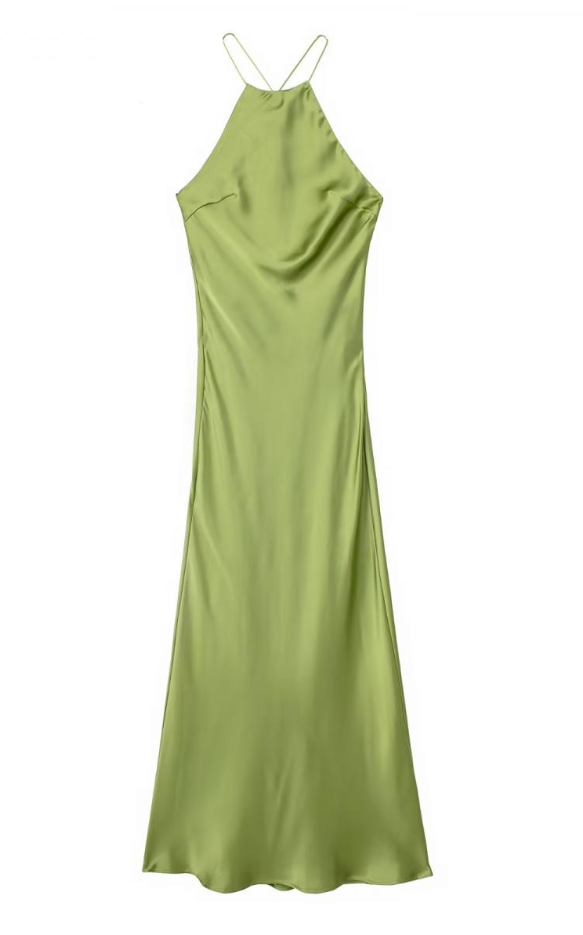 Stilla | Elegant satin-maxikjole med rygfri til kvinder forår