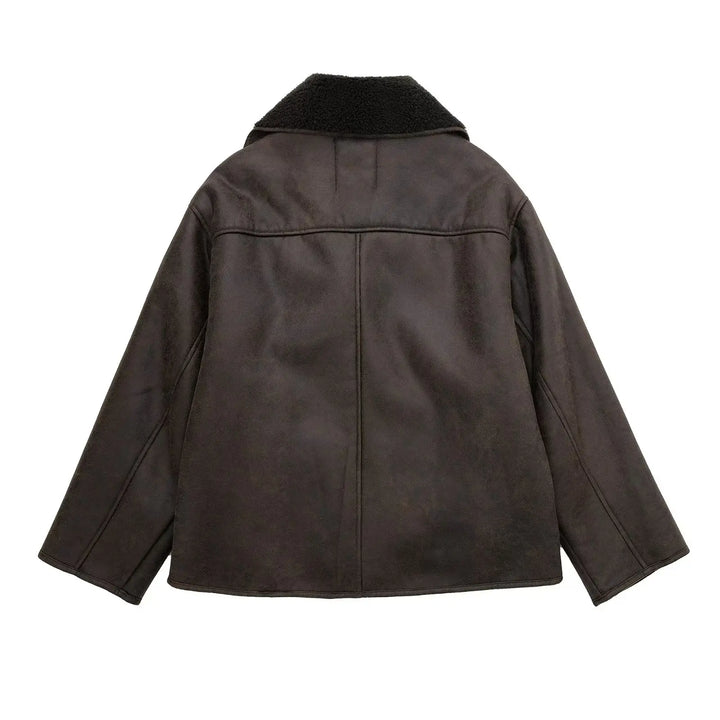 Stilla | Faux lammeuld Moto jakke
