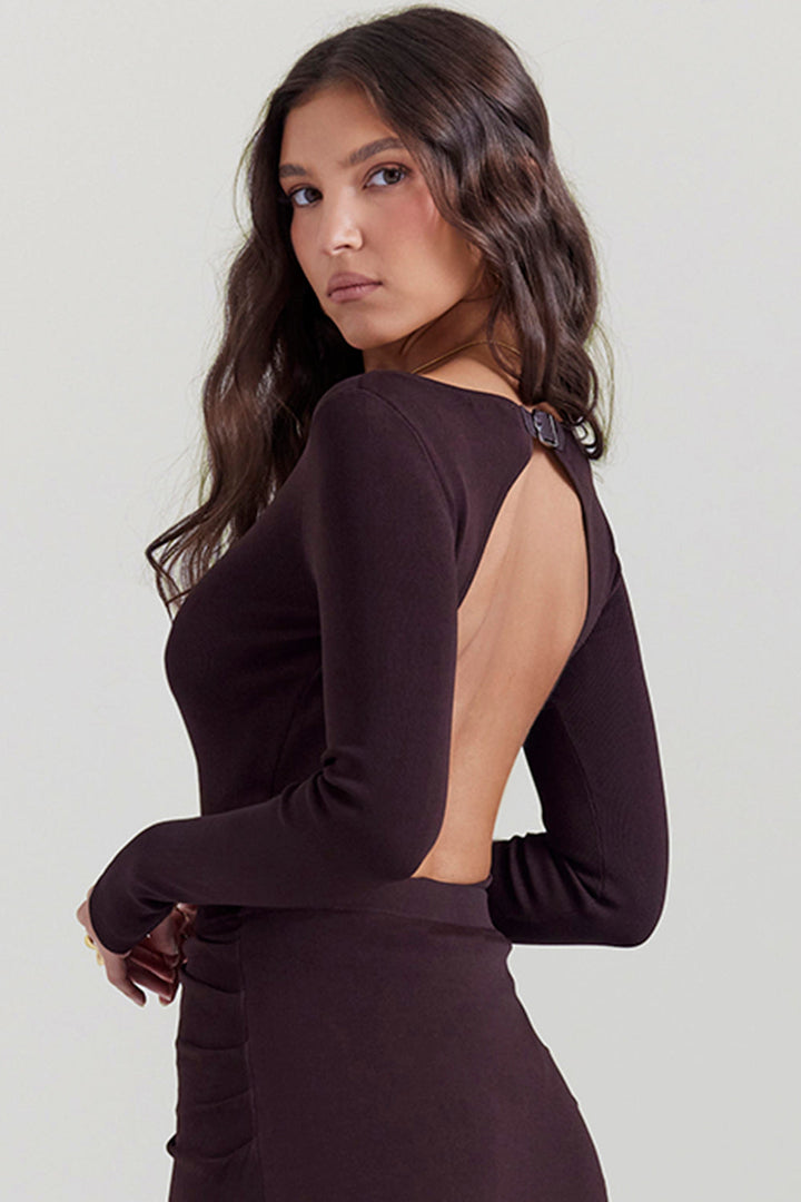 Stilla | Espresso Bodysuit Med Åben Ryg