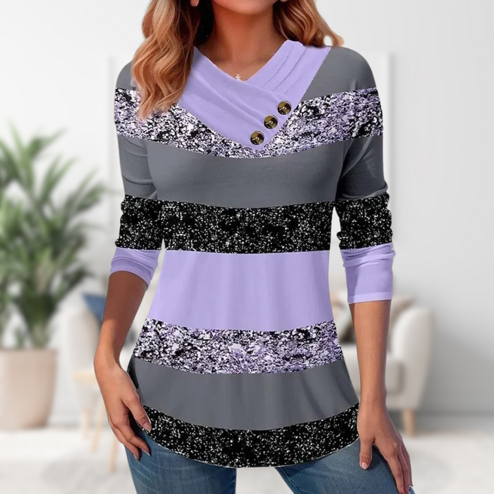 Stilla | Stribet bluse med knap