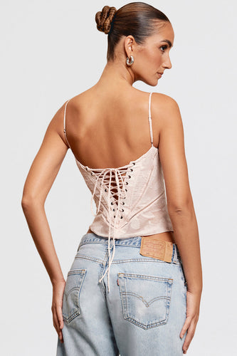 Stilla | Pink Blondetop Med Blomsterblonde