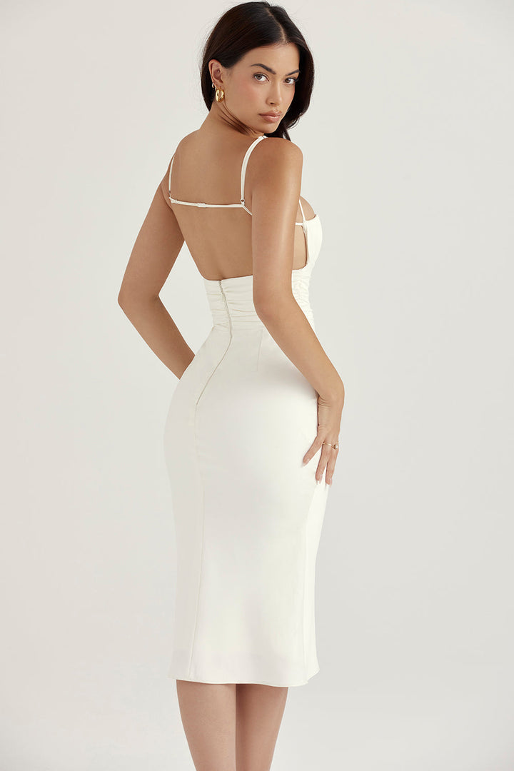 Stilla | Midi Korsetkjole Elfenben Satin