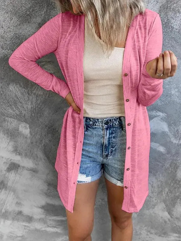 Stilla | Dame Knap Strikjakke Pullover i den Stilfulde Look