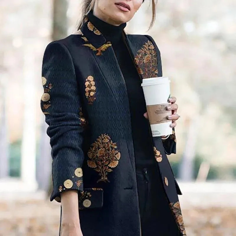 Stilla | Lang Vintage Blazer Dame - Vintage - Trykt