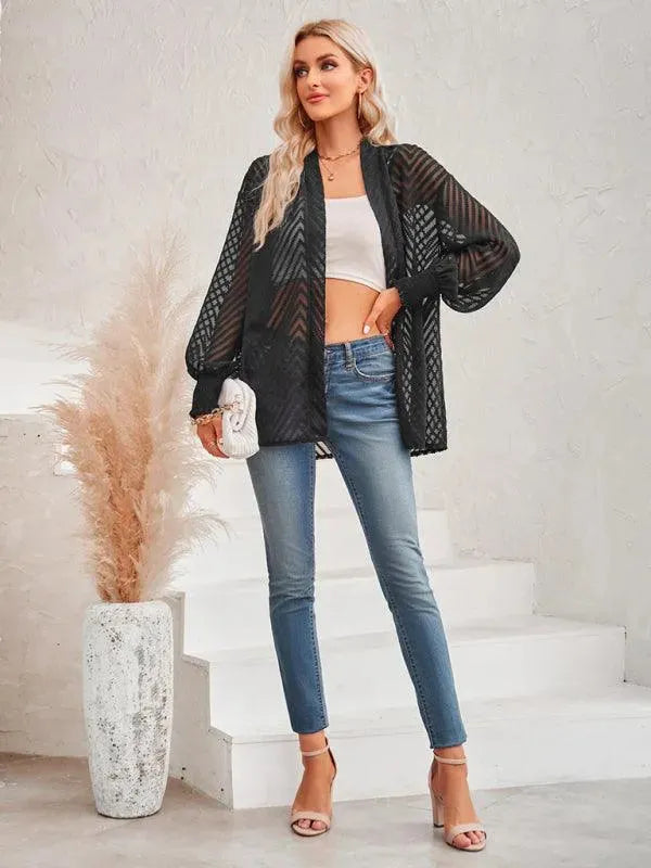 Stilla | Jacquard Dame Strikjakke Pullover i Vintage-stil