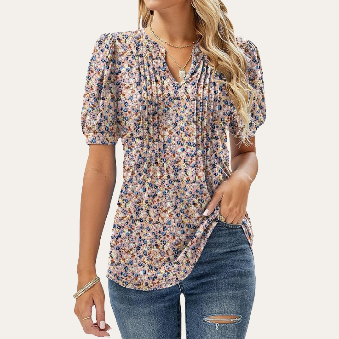 Stilla | Kvinders Blomster Puff Ærme Bluse