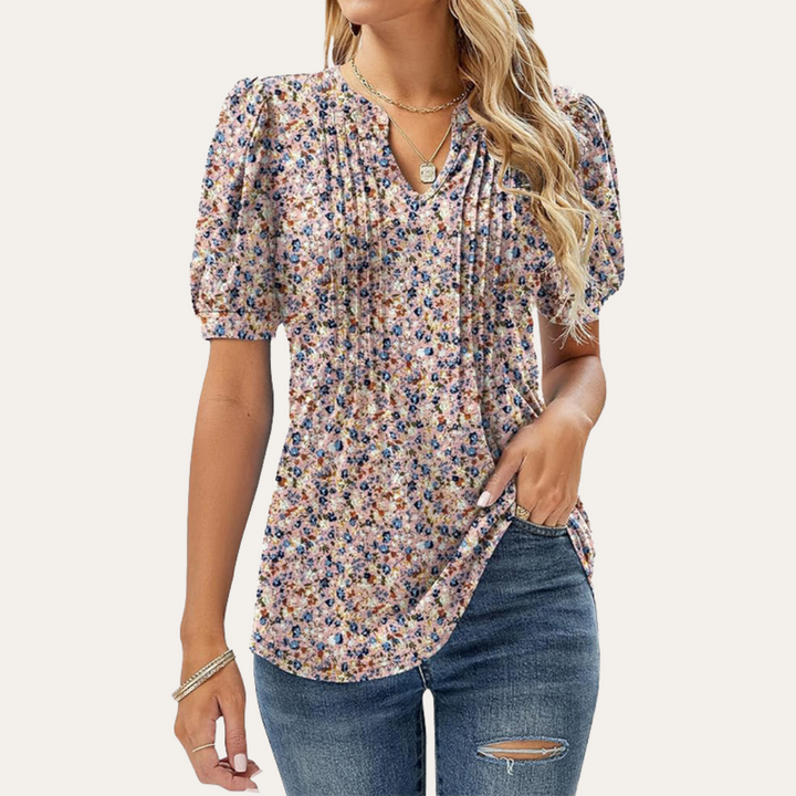 Stilla | Kvinders Blomster Puff Ærme Bluse