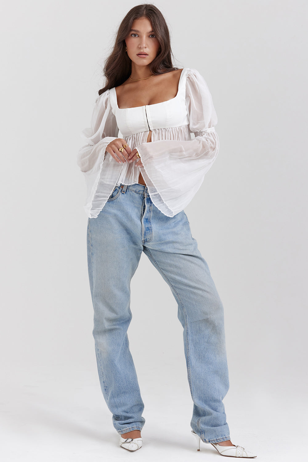 Stilla | Hvid Plisseret Top