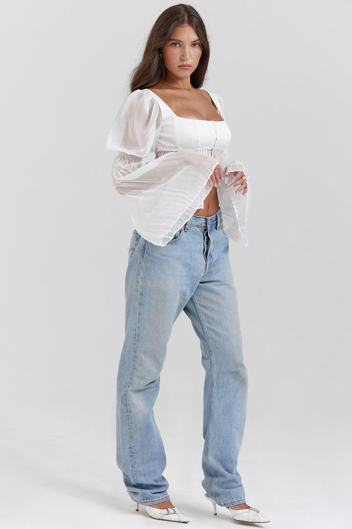Stilla | Hvid Plisseret Top