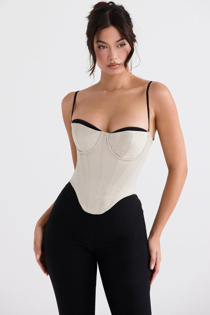 Stilla | Bøjlekorset Af Beige Satin