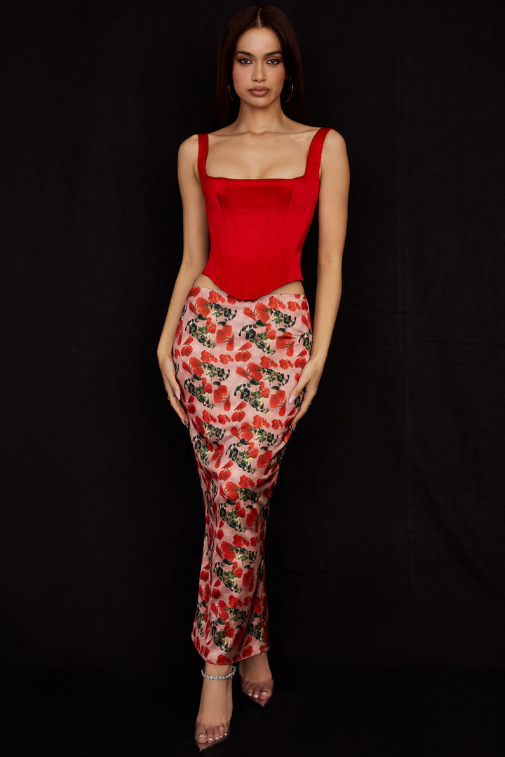 Stilla | Scarlet Satin Langline Korset