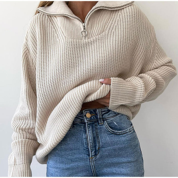 Stilla | Pullover med lynlås og ståkrave