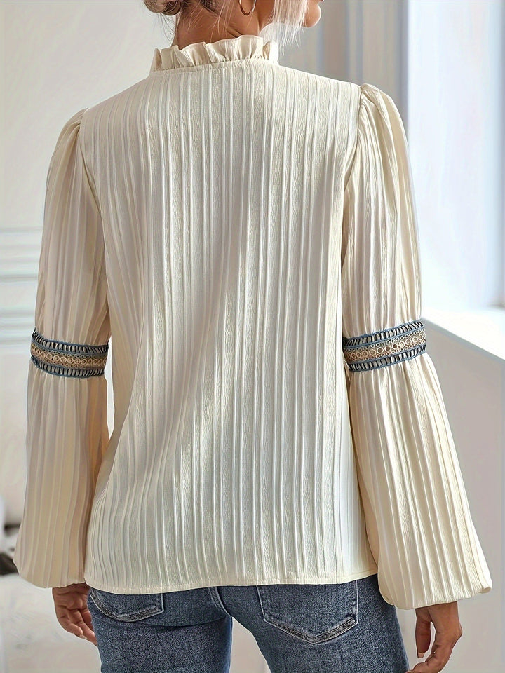 Stilla | Boho Bluse Med Lange Ærmer Og Tribal Detaljer