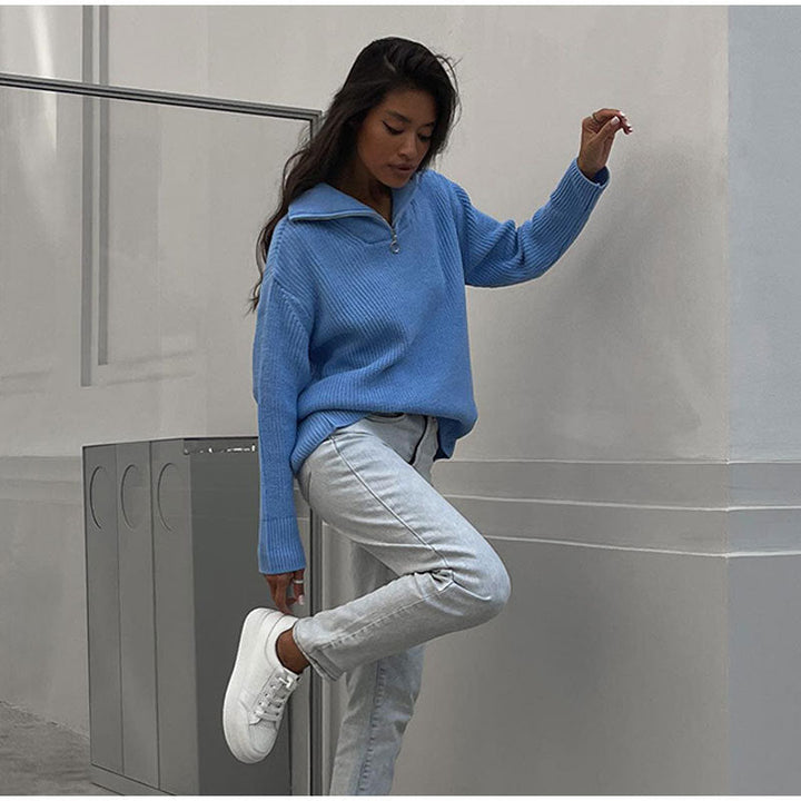 Stilla | Pullover med lynlås og ståkrave