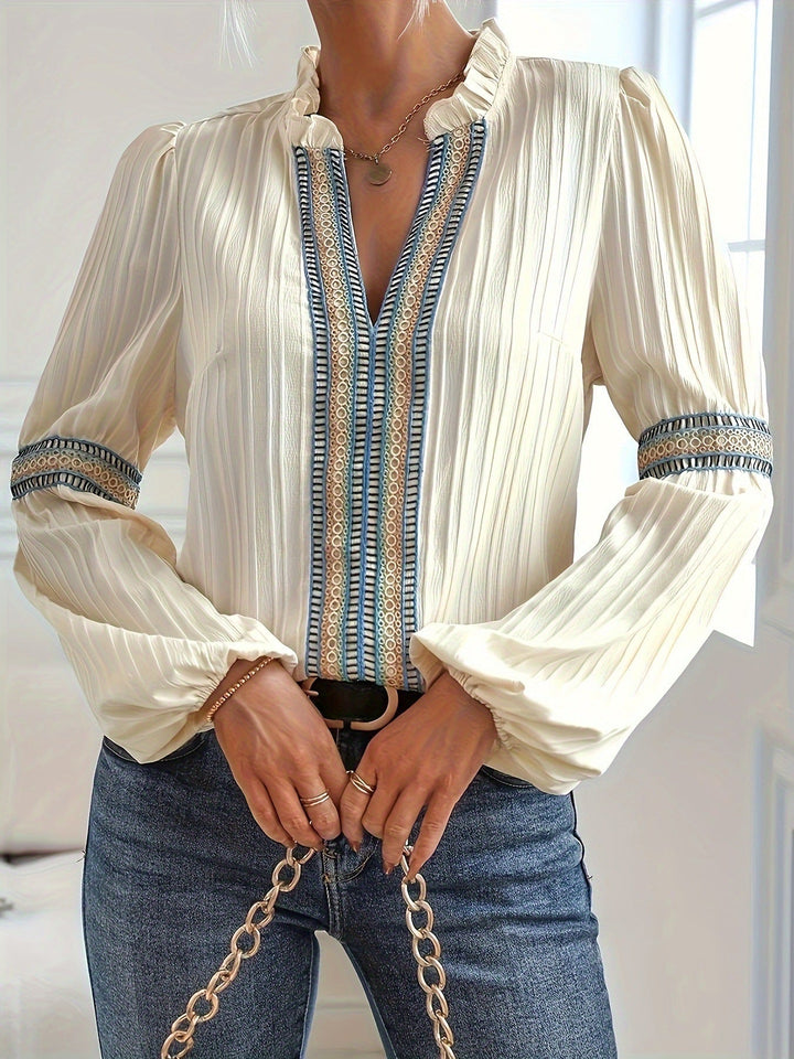 Stilla | Bluse Boho Lange Ærmer Tribal Detaljer