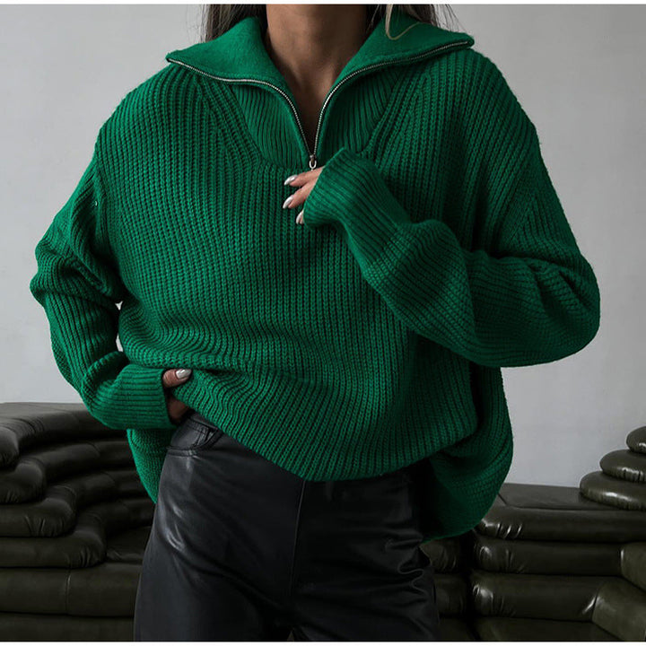 Stilla | Pullover med lynlås og ståkrave
