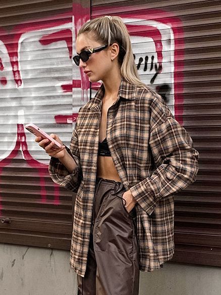Stilla | Vintage ternet Oversize Skjorte