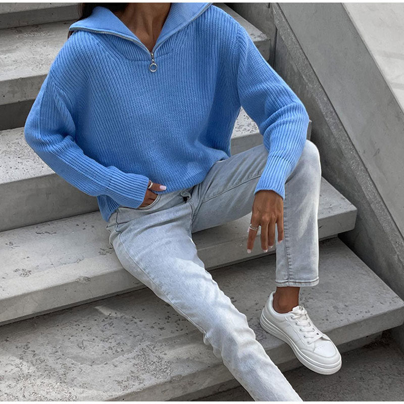 Stilla | Pullover med lynlås og ståkrave