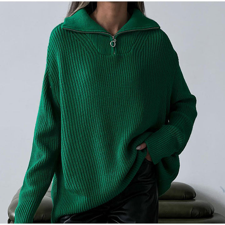 Stilla | Pullover med lynlås og ståkrave