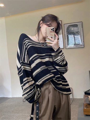 Stilla | Damepullover i Stribet Patchwork, Løs Pasform