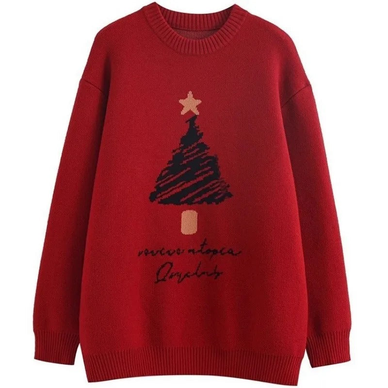 Stilla | Plus size sweater til damer i trykt juletræstrik