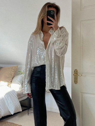 Stilla | Glimmerbluse i overdimensioneret størrelse