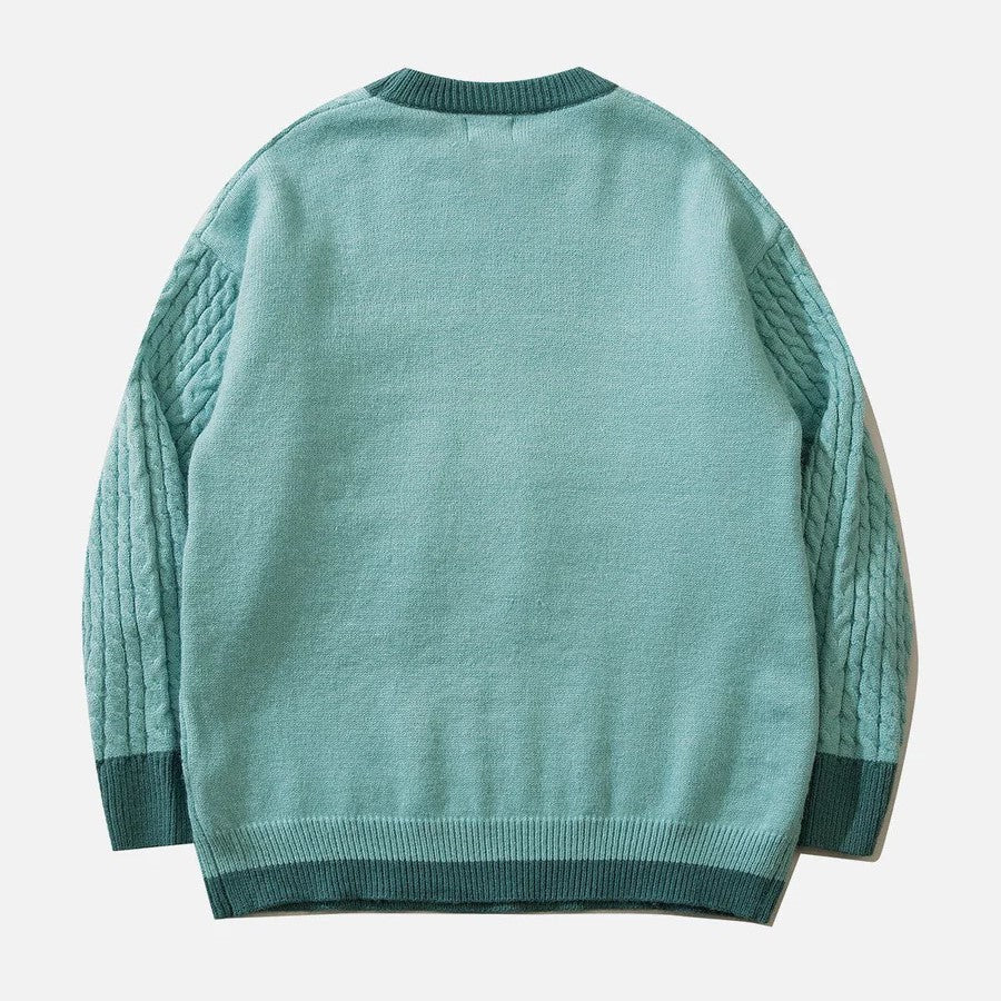 Stilla | Drejet Pullover Med Pastel Sky Mønster