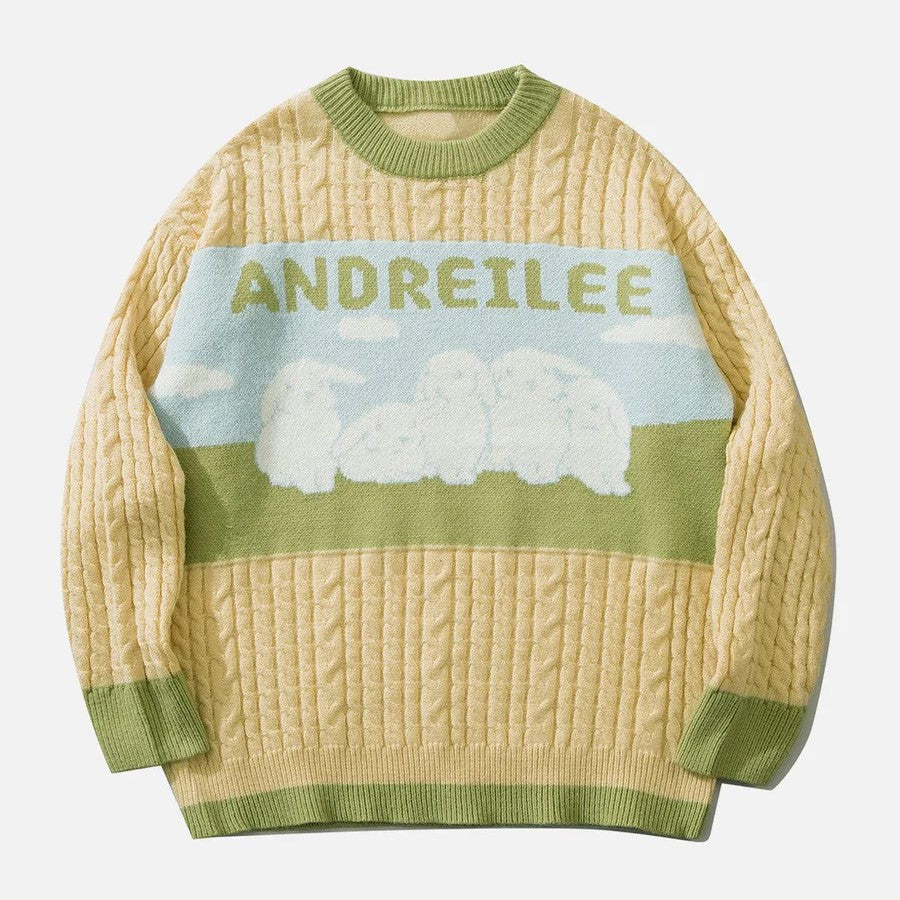 Stilla | Drejet Pullover med Pastel Sky Mønster